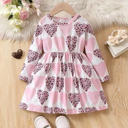 PatPat Toddler Girl Heart-shaped Dress with Long Sleeves Suitable for Summer Season Soft and Comfortable  Perfect for Outings