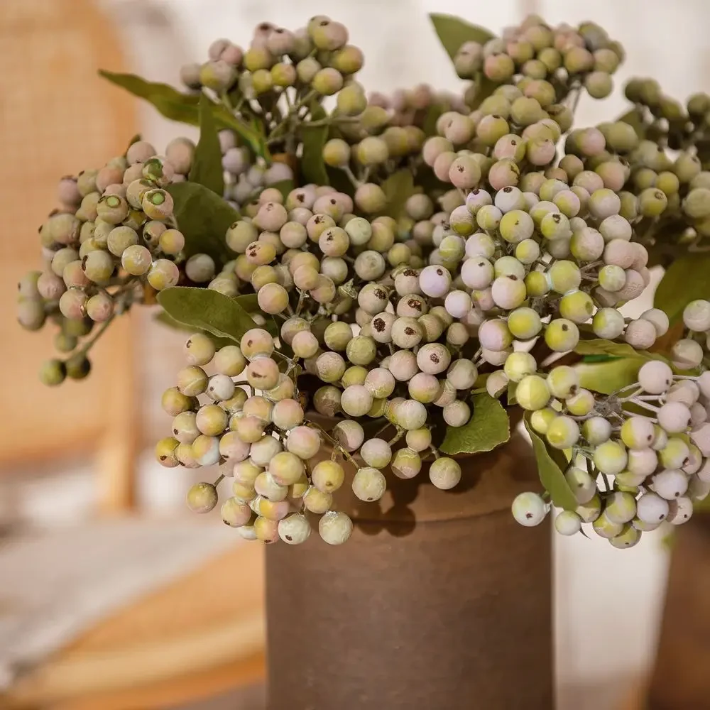 1pc Artificial Green Foam Berry Plants Branch for Christmas Decoration Berries Diy Home Wedding Bouquet Party Flower Arrangement