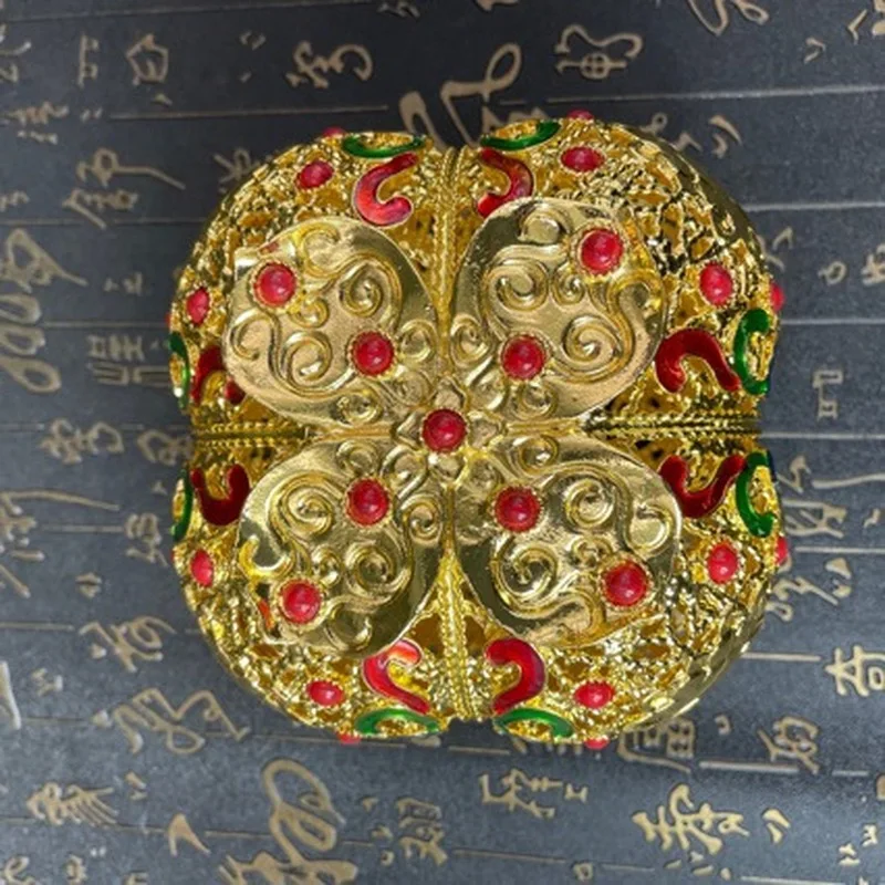Vintage Alloy Gilt Inlaid Collectible Gift Ornament Antique Metal Craft