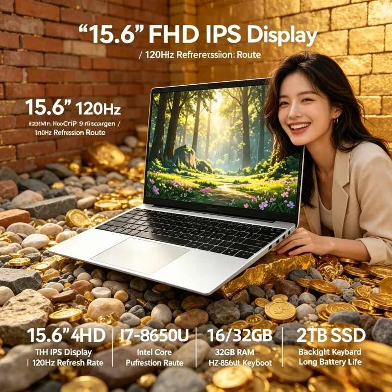 

Hot 15.6 120Hz FHDIPS Laptop Intel i7-8650U 16/32GB Large RAM 2TB High Speed SSD Backlit Keyboard Long Lasting Battery Notebook