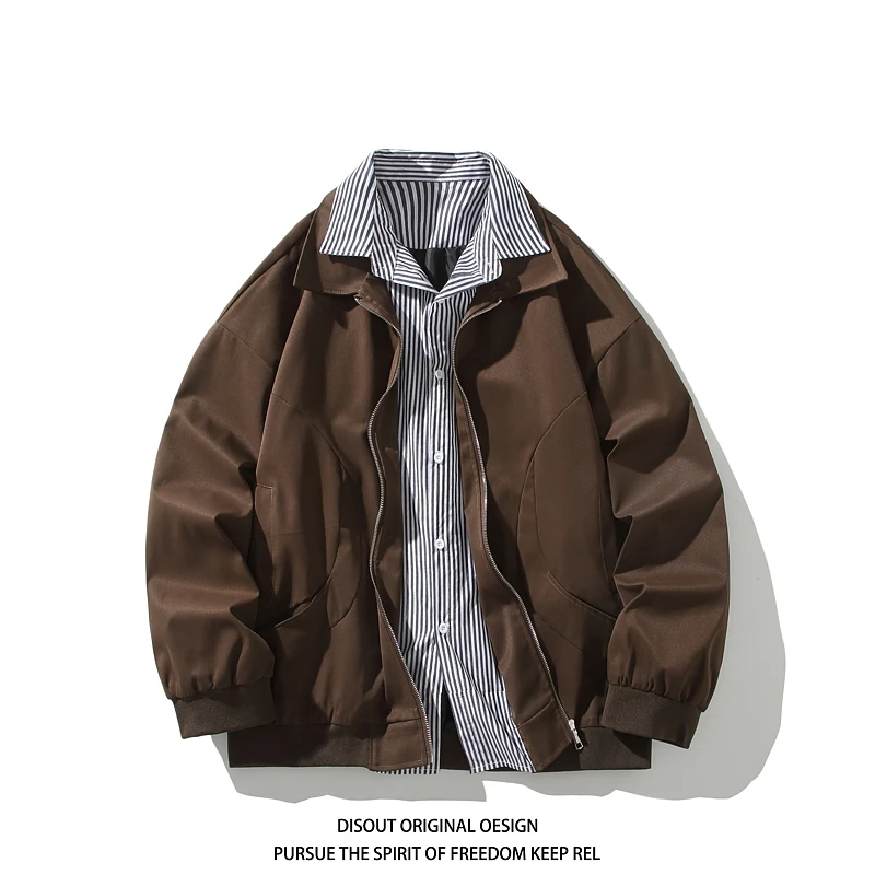 Oversized Coat Men's Plus Size Faux Two-Layer Jacket, Shirt Collar Streetwear, Autumn Winter, Black Apricot Coffee M-5XL​