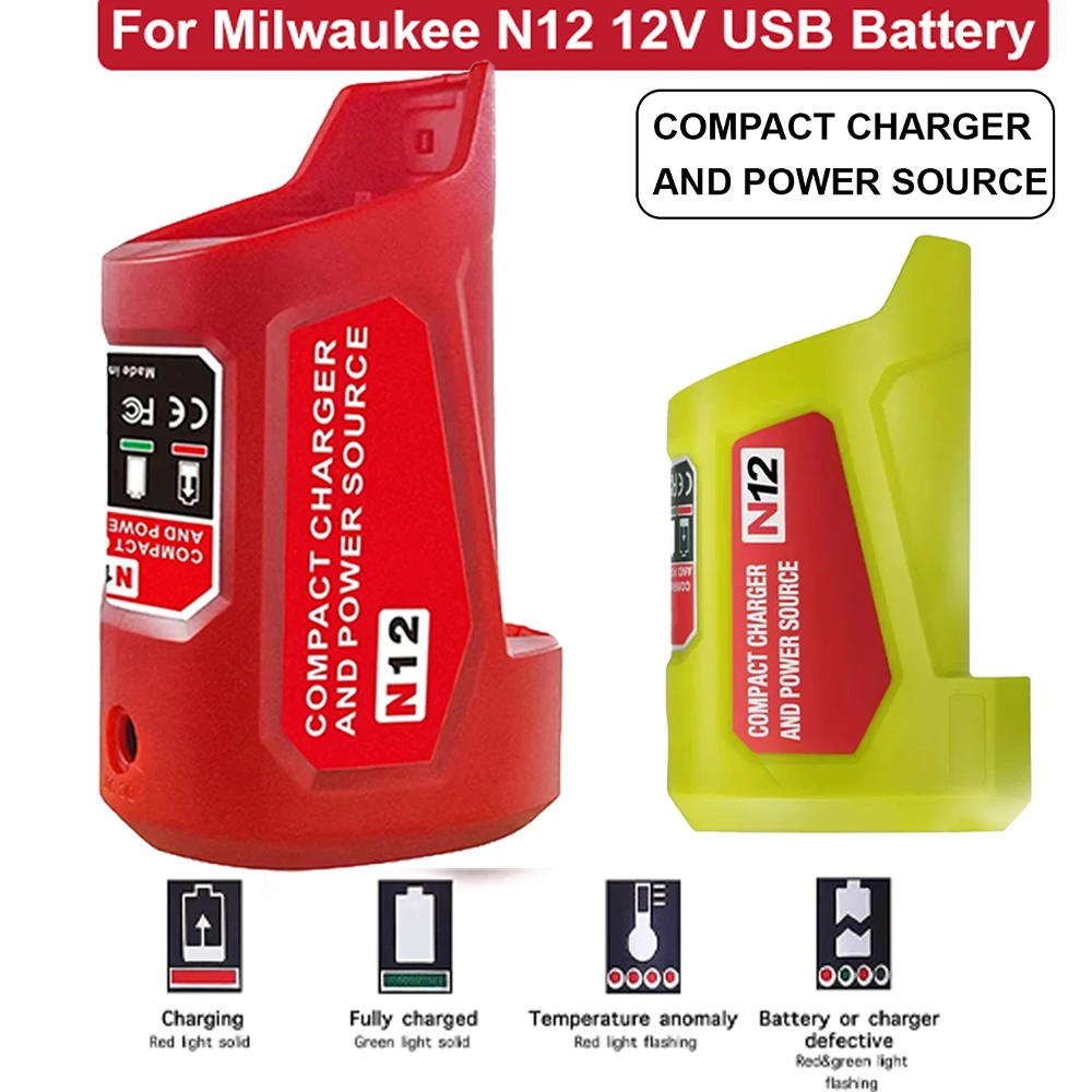 

Адаптер для литий-ионного аккумулятора Milwaukee M12 N12, зарядное устройство, USB-адаптер для зарядки, источник питания для мобильного телефона