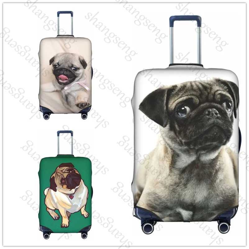 Puppy Pug Dog Print print Travel suitcase protective case, suitcase cover, elastic protection, washable Luggage cover, 18-32 in