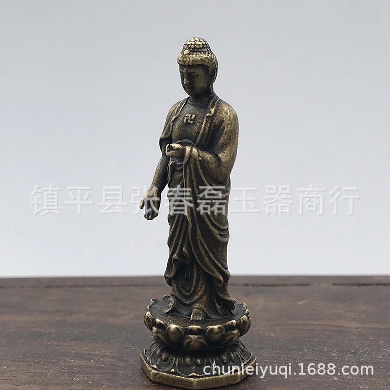 Brass Western Three Saints Ornament, Bronze Statue of the Great Sun Buddha