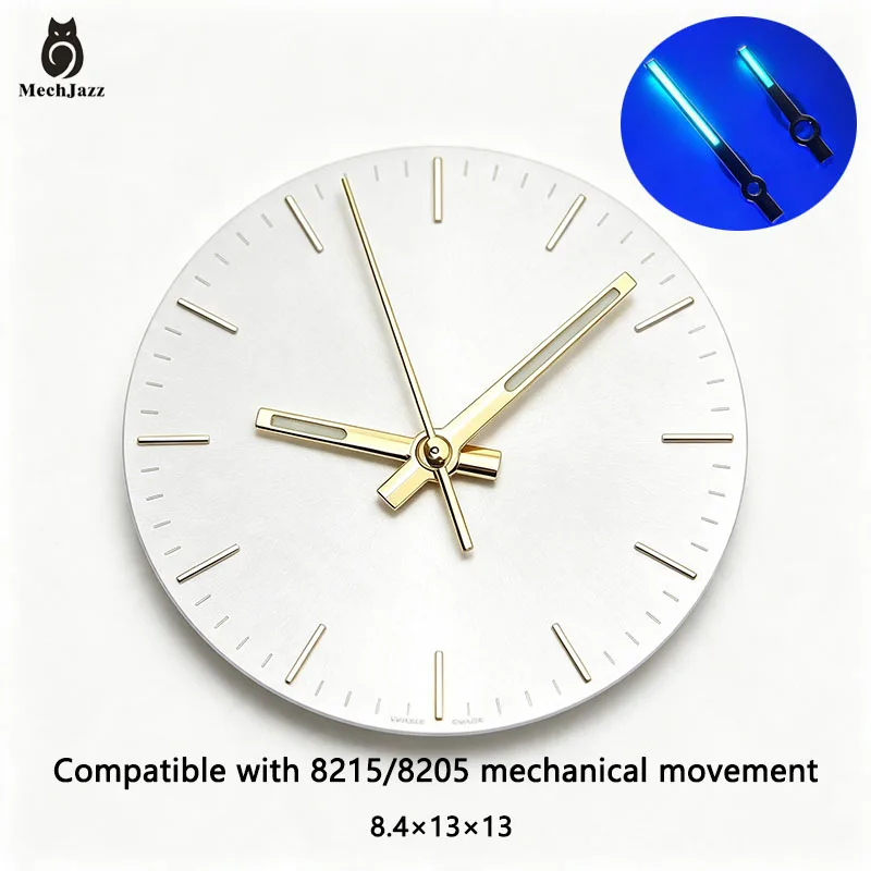MechJazz Gold Luminous Watch Hands Set 8.4×13×13 Fit 8215 8205 Mechanical Movement Watch Mod Replacement Parts
