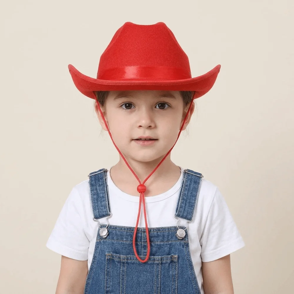 Classic Solid Color Cowboy Hat Wide Brim Felt Jazz Hat Punk Ethnic Style Top Hat Boys