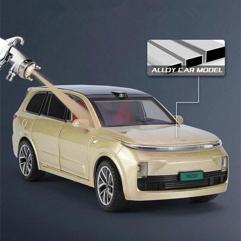 1:24 LEADING IDEAL L9 SUV Alloy New Energy Car Vehicle Model Diecast Metal Toy Charging Vehicles Model Sound and Light Kids Gift