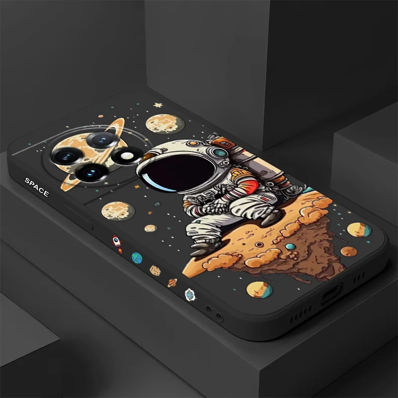 

Thinking Astronaut Phone Case For Oneplus 13 13R 12 12R 11 11R 10 10R 10T 9R 9RT 9 8T 8 7 7T Pro 5G Liquid Silicone Cover