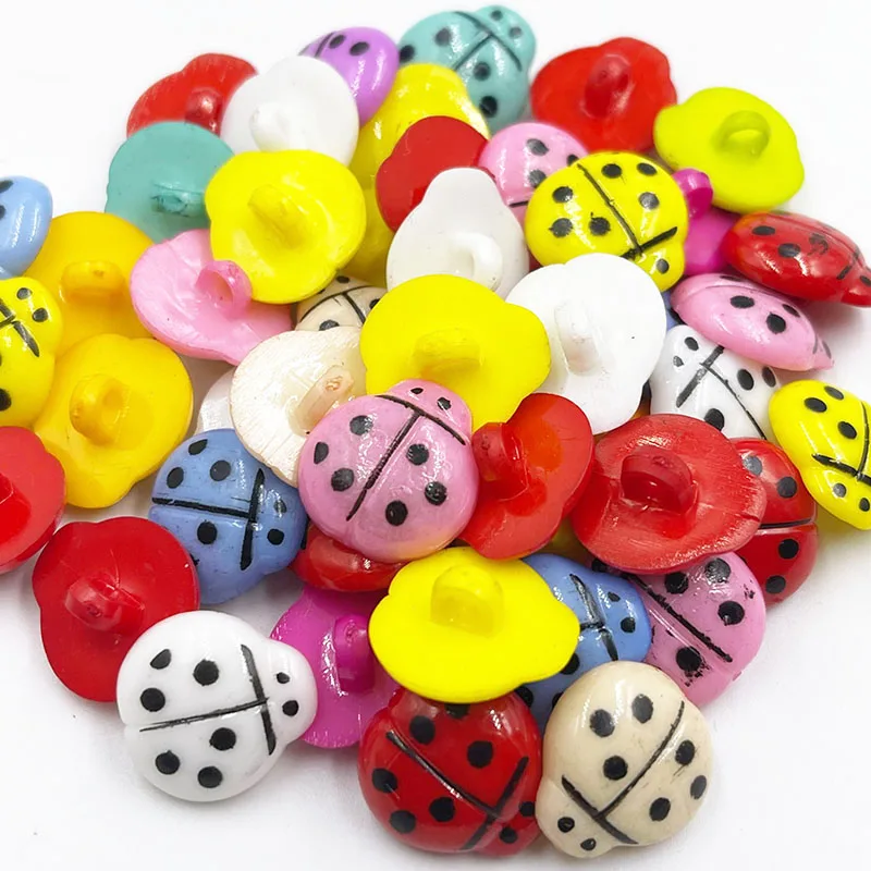 50/100PC 18mm Mix ladybug Plastic Button backholes craft PT01