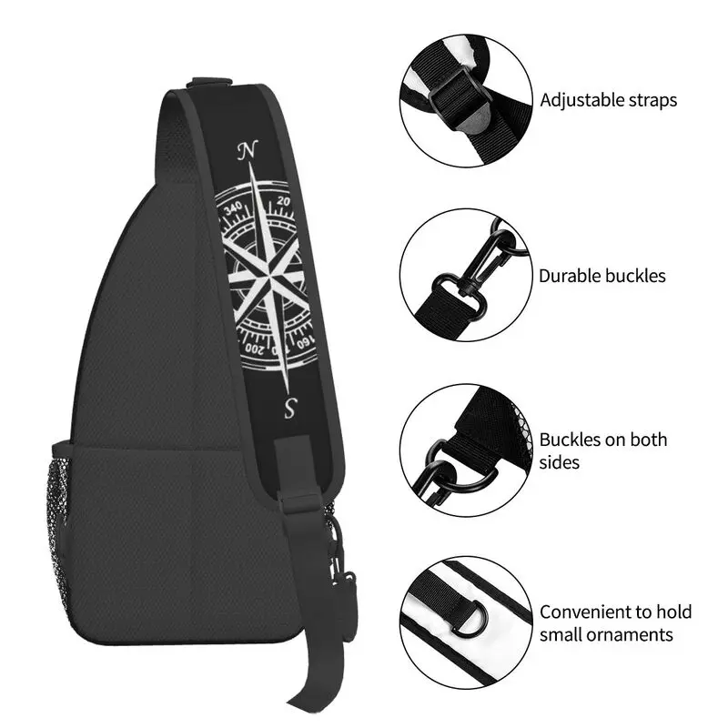 NSWE Compass Nautical Sling Crossbody Backpack Men Custom Shoulder Chest Bag for Cycling Camping Daypack