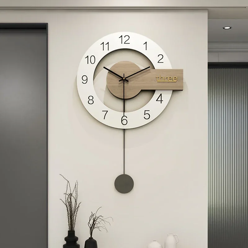 Nordic Aesthetic Wall Clock Living Room Wood Battery Operated Wall Clock Modern Design Reloj De Pared Digital Home Decor