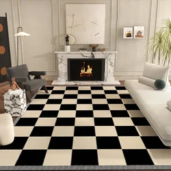 Nordic Style Rugs for Bedroom Fluffy Soft Living Room Decoration Plush Carpet Modern Minimalist Study Rug Thick Plaid Floor Mat