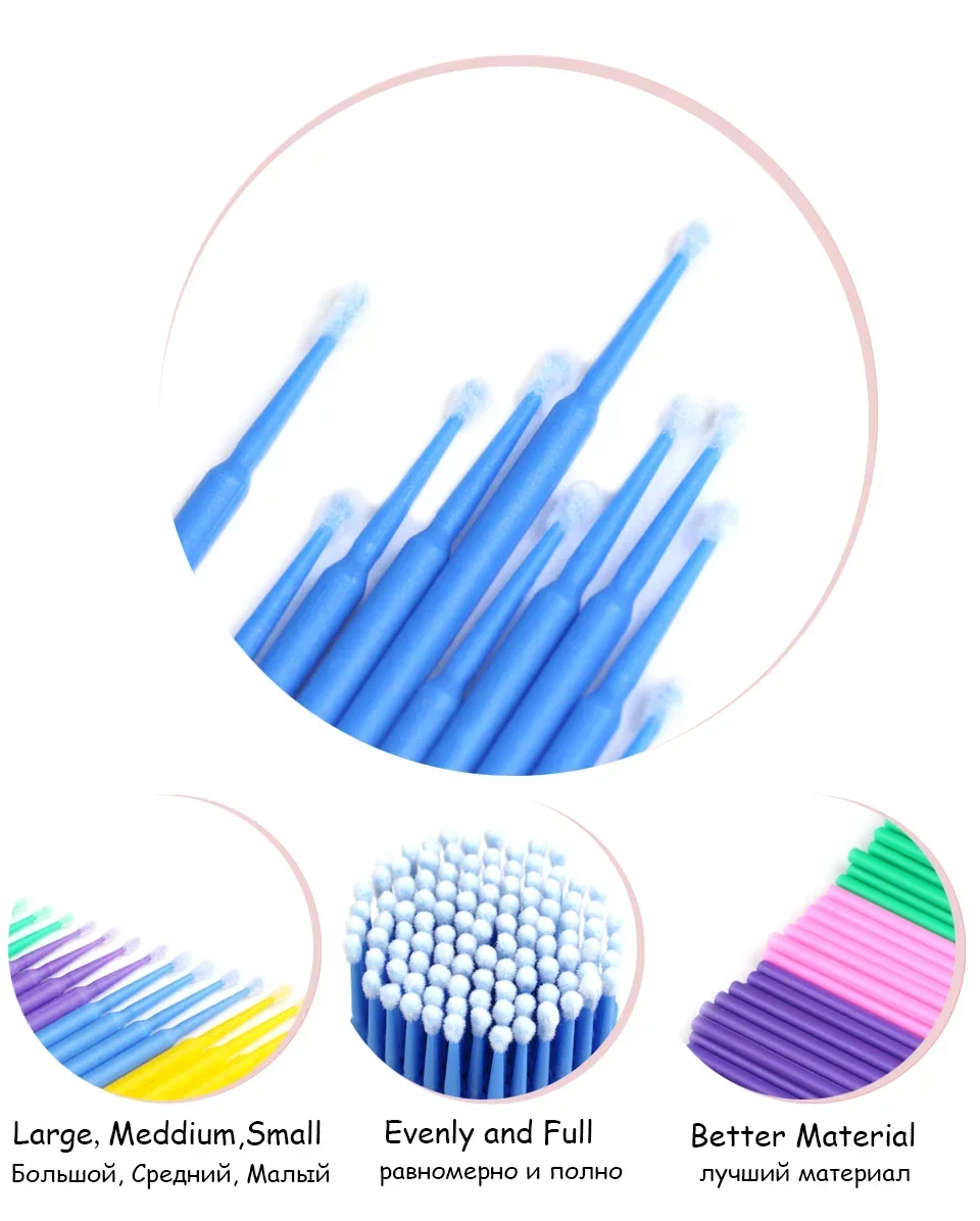 500PCS Eyelash Cleaning Brush Highly Colorful Crystal Brush Eyelash Micro Brush Beauty Makeup Clean Remover Tool Wholesaler