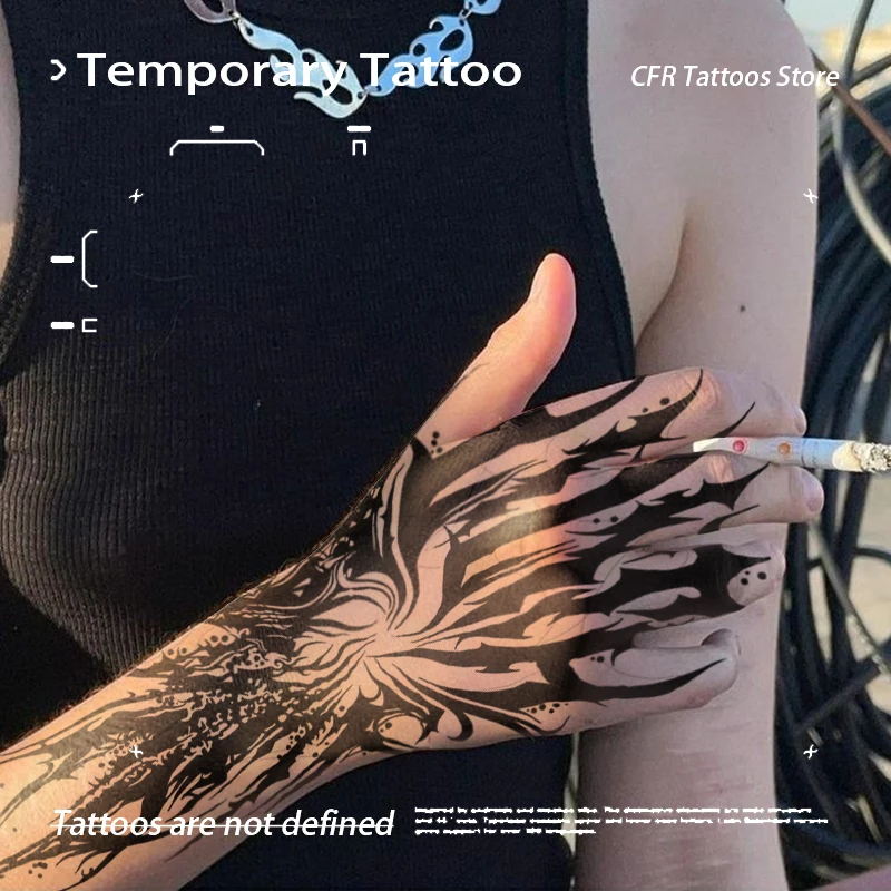 Temporary Tattoos Man Fake Tatto Sexy Hotwife Waterproof Back of Hand Arm Dark Spray Herbal Juice Tattoo Sticker Party Cheap Y2K