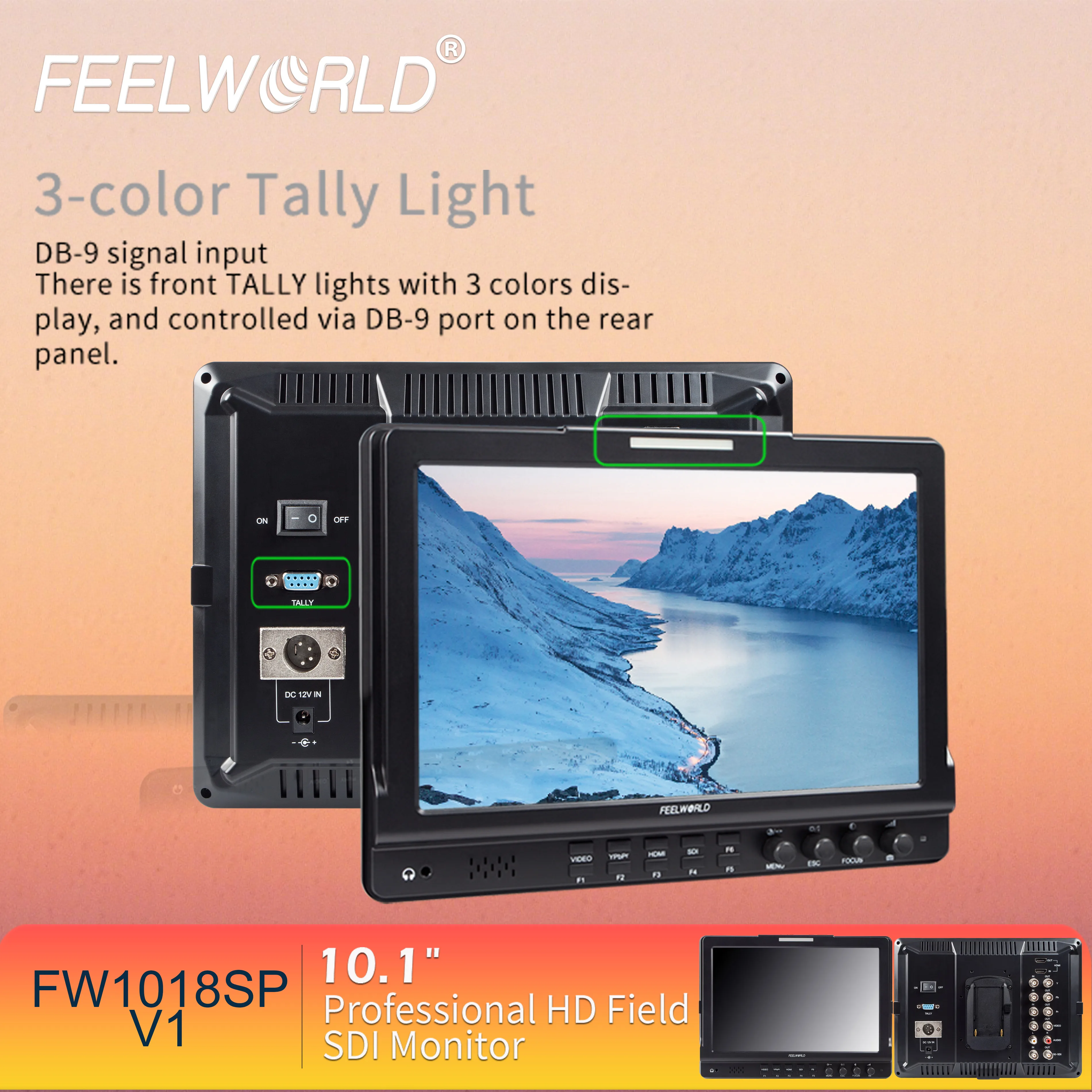 FEELWORLD FW1018SP V1 شاشة على الكاميرا IPS HD عرض أدوات السينما دعم شعار مخصص OEM المصنع مباشرة