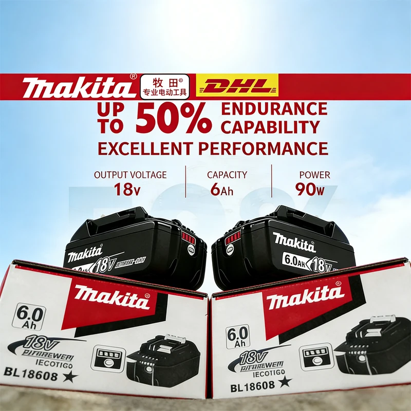 

6000mAh Makita 18V Original/Genuine Battery Replacement for BL1830B BL1850B BL1850 BL1840 BL1860 Lithium Power Tool Battery