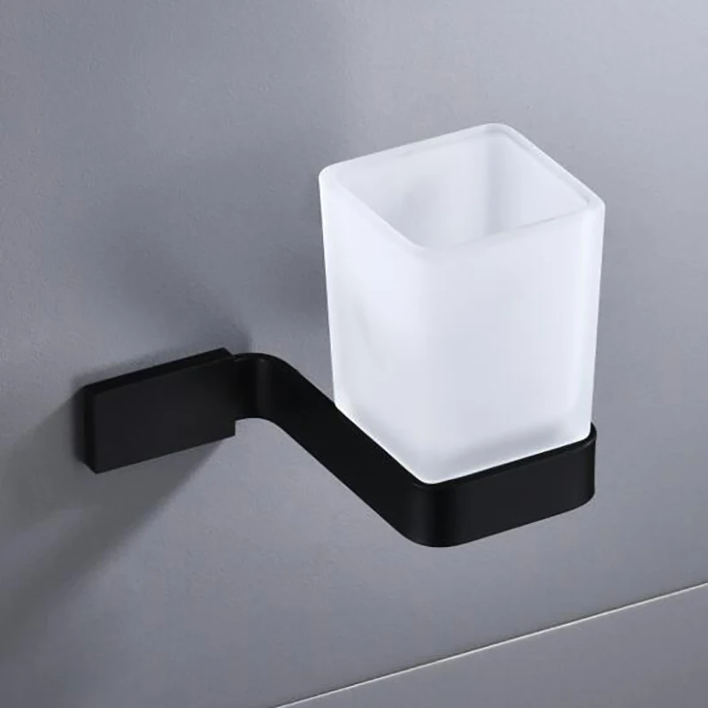 

Bathroom Hardware Set Black Robe Hook Towel Shelf Tissue Paper Holder Toothbrush Holder Bathroom Accessories