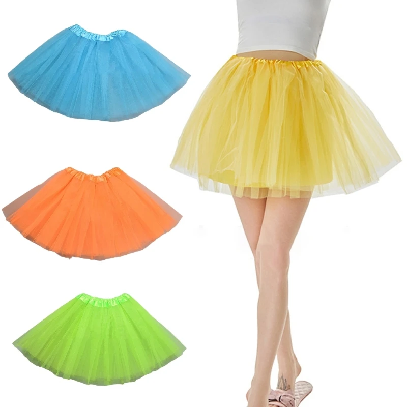 Women's Elastic 4-layered Tutu Skirt Stylish-Ballet Skirt 50s-Party Mini Skirt