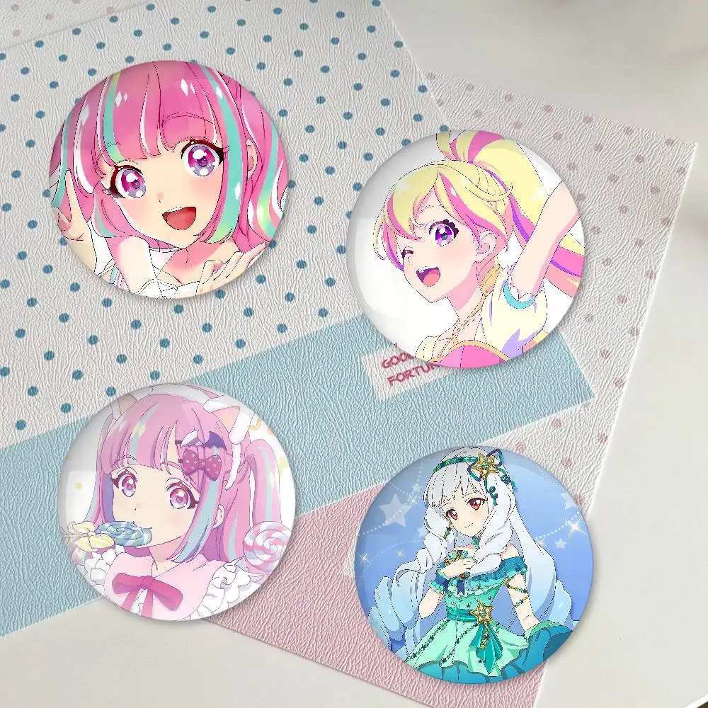 A-Aikatsu P-Planet Premium Tinplate Round Lapel Pins: Cute Badge Brooches For Shoulder Bag Accessories, Souvenir Gifts