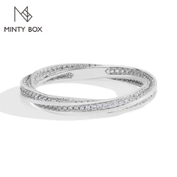 MINTYBOX S925 Sterling Silver Moissanite Band Wedding Ring for Women Lab Diamond Stackable Rings Luxury Fine Jewelry Gift