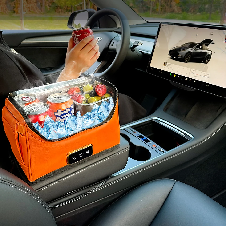 Dual-Use Car Cooler Bag – Portable 12V Electric Heating and Cooling Freezer, Ideal for Outdoor Camping and Home Vehicles