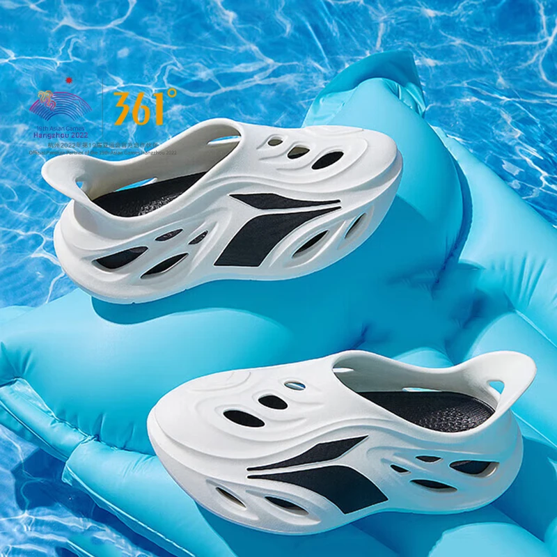 361 Degrees Men Hole Shoes Swimming Sandals Hollow Garden Shoes Summer Outdoor Casual Lightweight Breathable Slippers 672226722