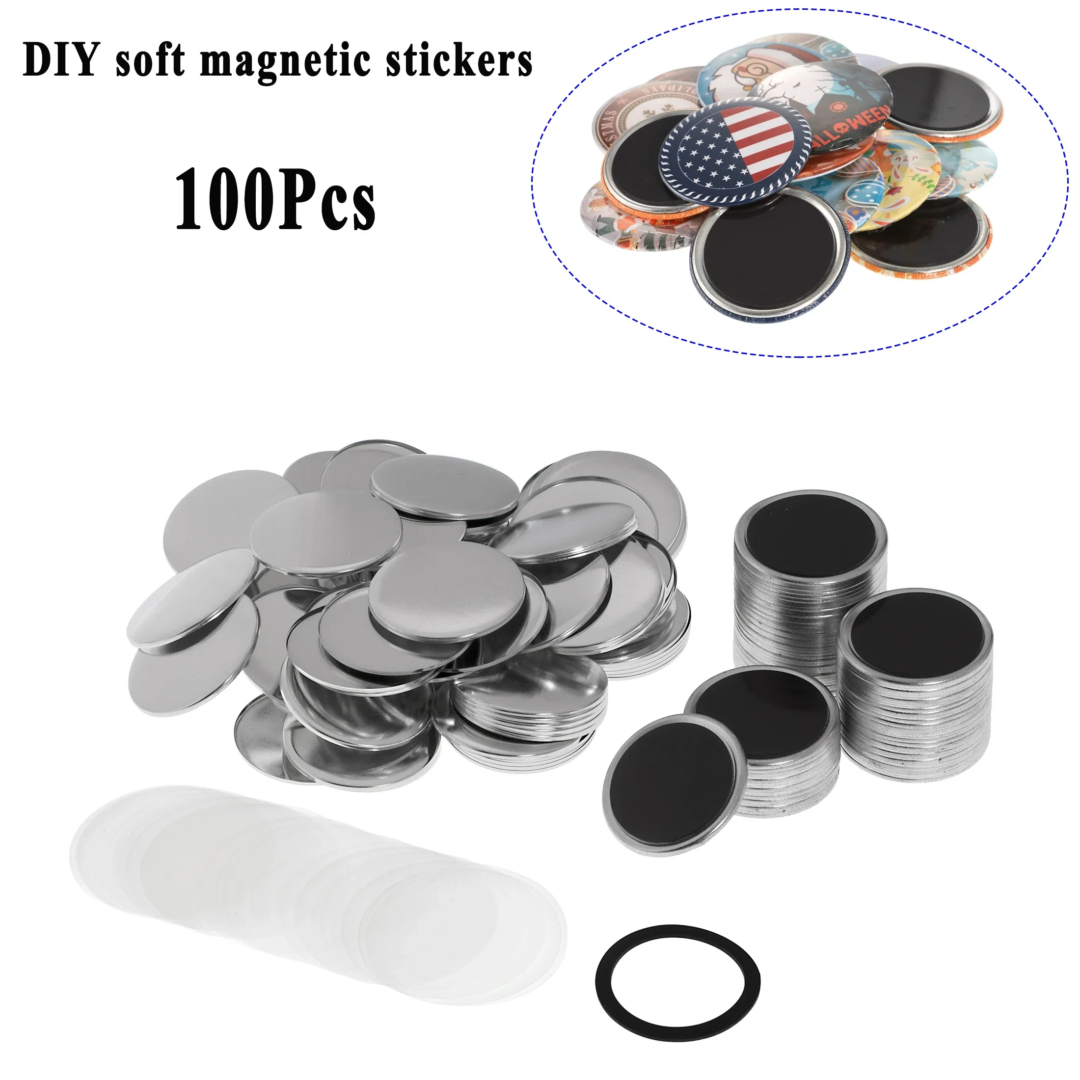 Imagem -02 - Magnetic Whiteboard Marker Badge Material Frigorífico Adesivo Frigorífico Decoração Mini Espelho Abridor de Garrafas Faça Você Mesmo 58 mm 100 Pcs