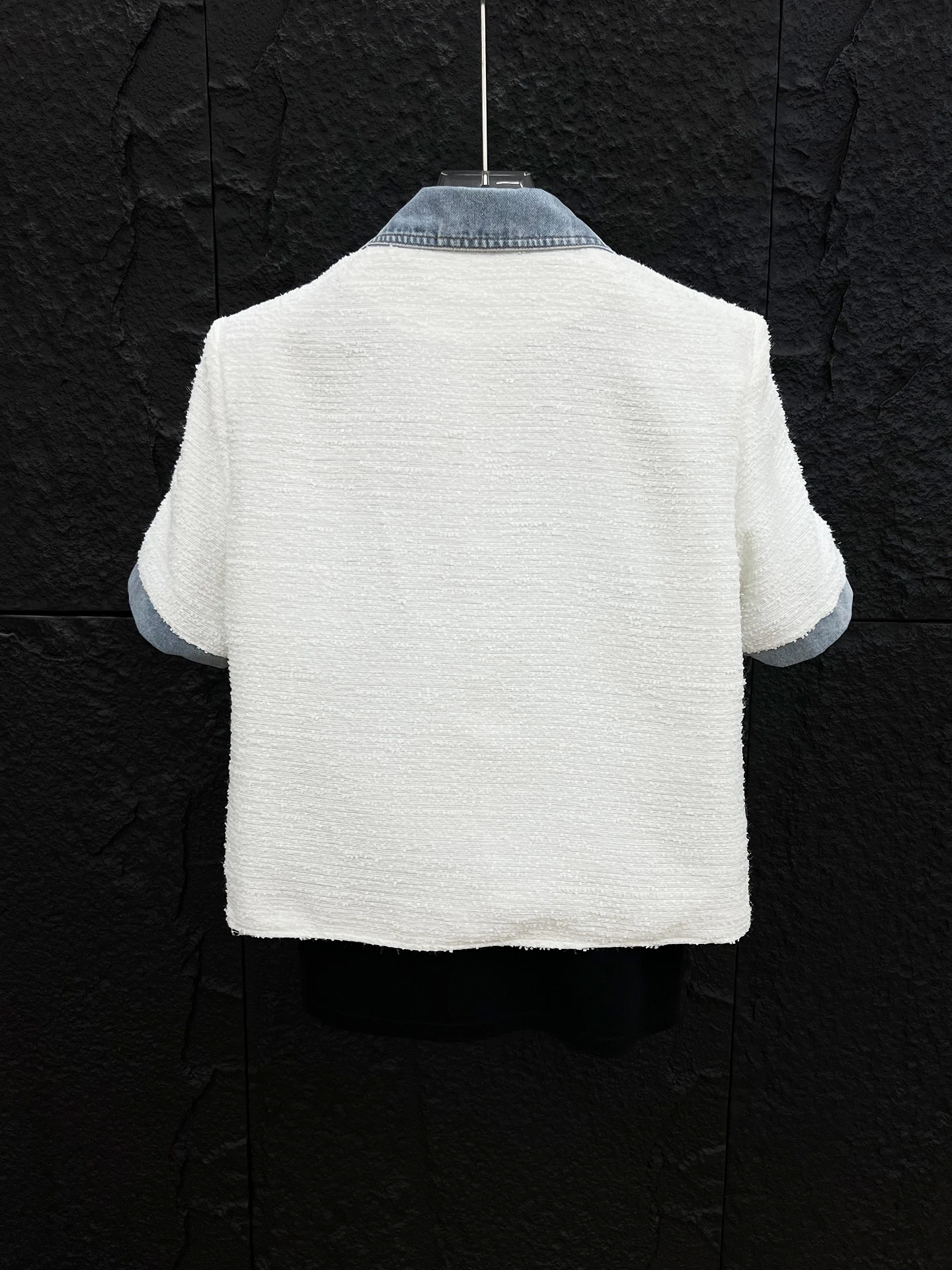 Men's 2025 Summer New Coats Niche Splicing Denim Short-sleeve Small Fragrant Jackets Men's Handsome Sequin Design Fashion Jacket