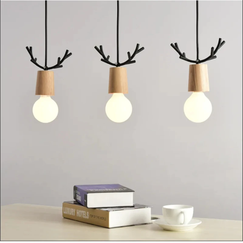 Pendant Ceiling Lamp LED Child Room Suspension Feature Lighting Oak Nordic Bamboo Lighting  Home Decor Hanging Lamps For Ceiling