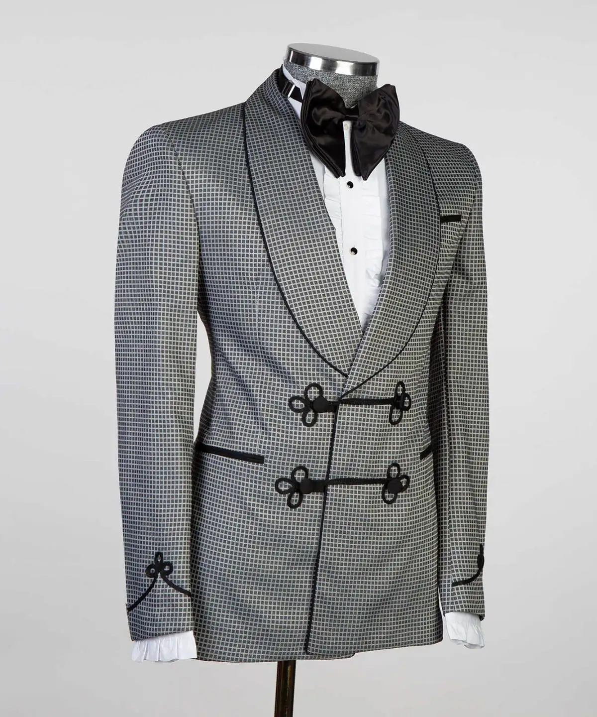 Small Grid 2 Piece Men Suits Coat Pants Groom Gentleman Business Suit Business Wedding Blazer Prom Party Jacket Size Customized