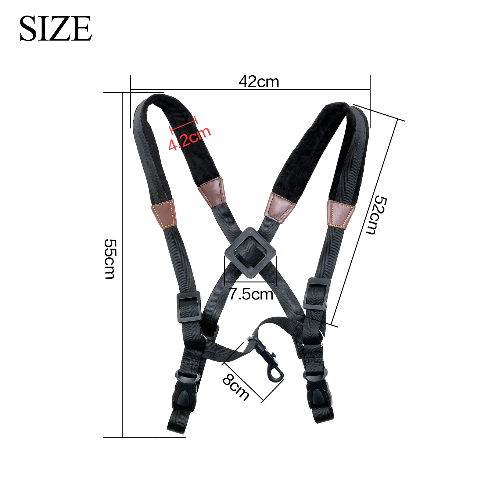 Saxophone Double Shoulder Strap Thick Fleece Cushioned Saxophone Strap Reducing‑pressure Sling for Alto Tenor Sax Live Show
