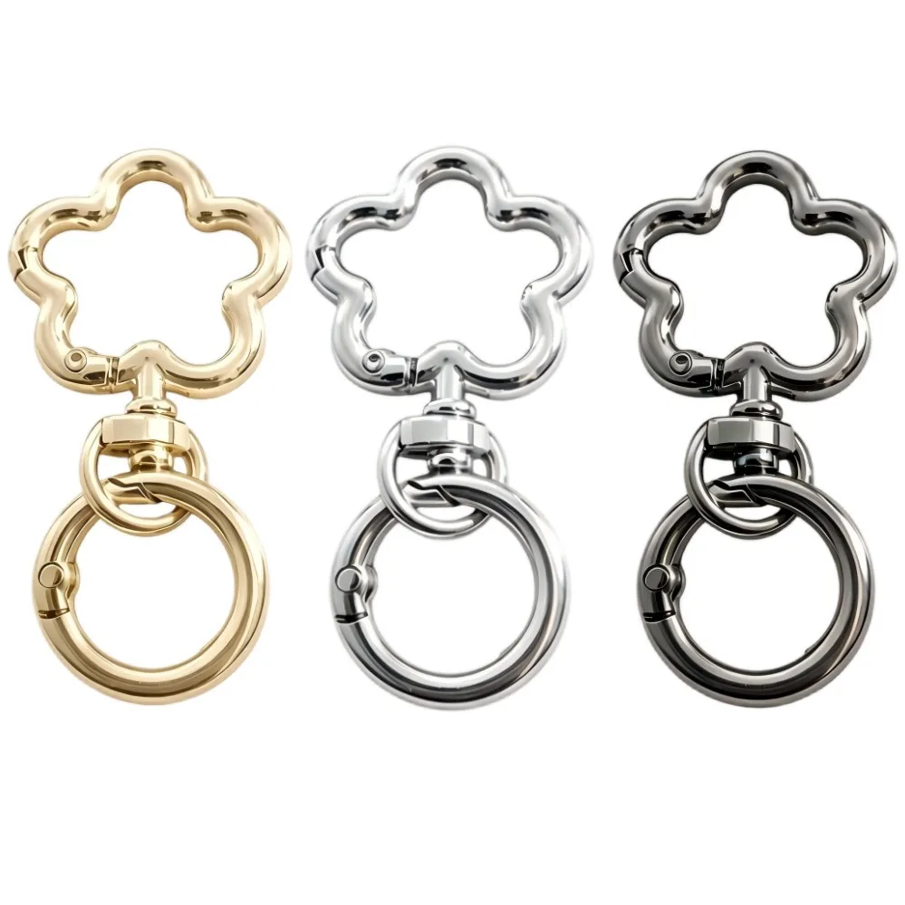 2/30/50 Sets Flower shaped Spring Snap Carabiner Clip O Rings Swivel Trigger Hook Metal Clasps Keychain for Handbag Lanyards