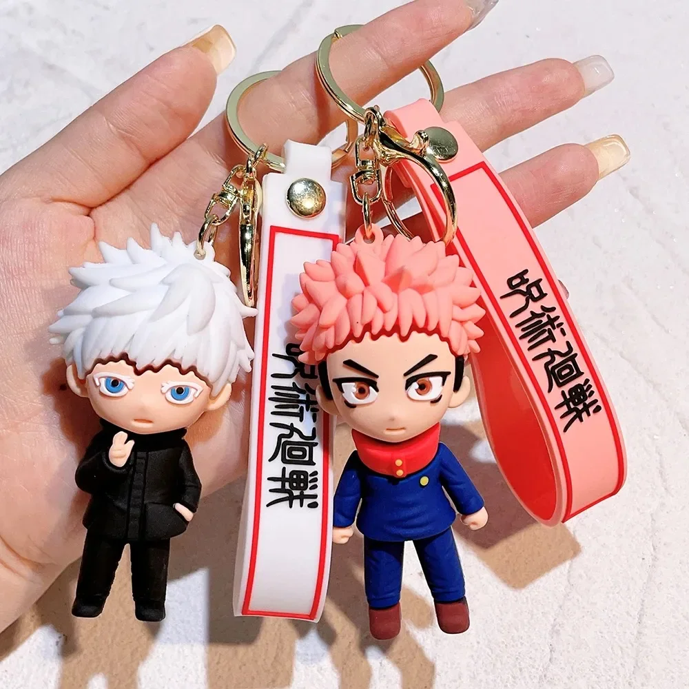 Anime jujutsu kaisen cosplay chaveiro gojo itadori fushiguro kugisaki sukuna kawaii boneca chaveiros para saco pingente chave titular