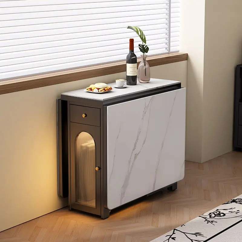 

Folding Luxury Dining Table White Rectangle Room Sets Side Dining Table Extendable Multifunctional Juegos De Comedor Furniture