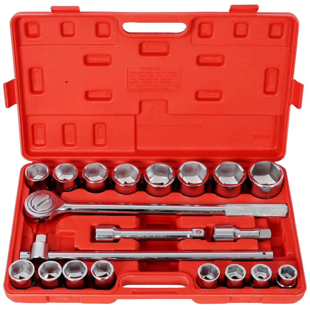 

21PCS 3/4" DRIVE SOCKET SET 6 POINTS,SAE Size,Red Blow Case