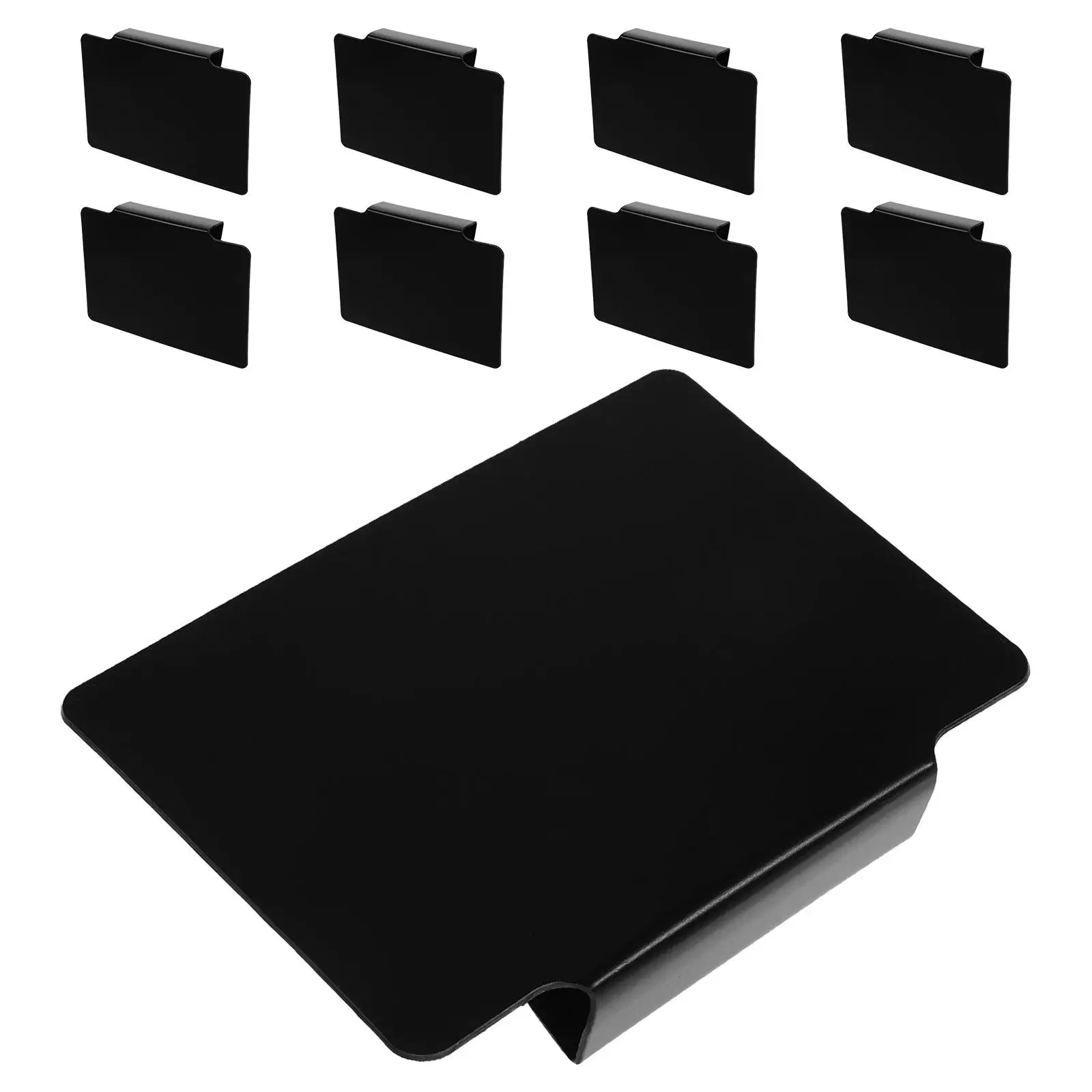 12Pcs Clip on Basket Labels Matte Black Dry Erase Erasable Label Clip Tags Removable Storage Bin Labels Pantry Organization