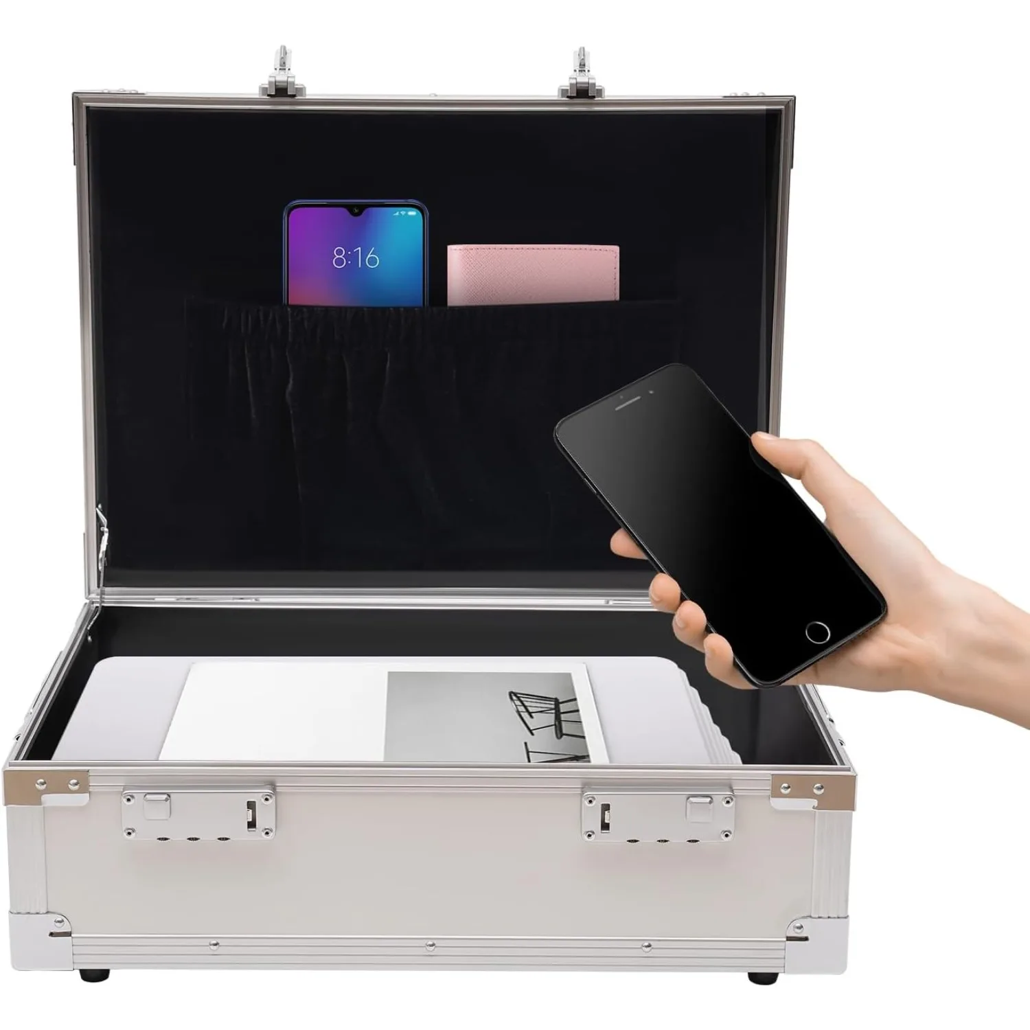 Skrzynka do przechowywania z zamkiem szyfrowym, teczka, sejf na przedmioty osobiste, pieniądze, laptop