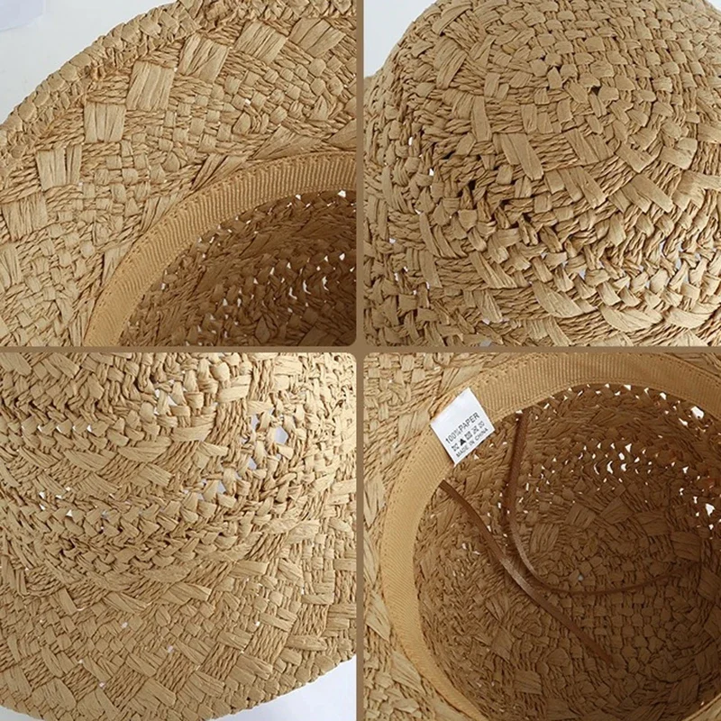 Womens Straw Hats bucket hat  UV Protection Sun Visor Beach Hats Women Foldable Female Women Summer hat