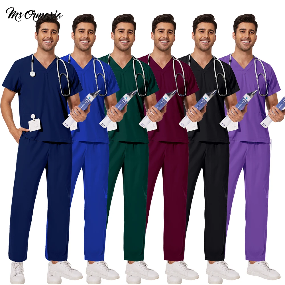 

Wholesale Scrubs Medical Uniforms Women Men Pet Grooming Straight Leg Pants Set Dental Clinic Work Clothing Nurse Accessories