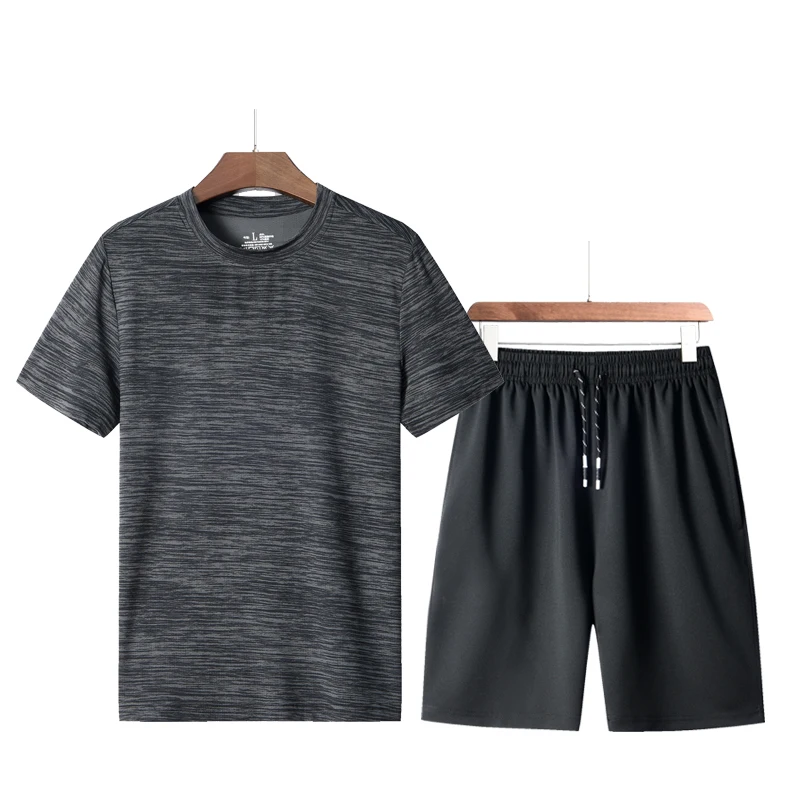 

Men's casual suit, men's running equipment, gym, quick drying, casual short sleeved shorts, two pieces of summer sportswear