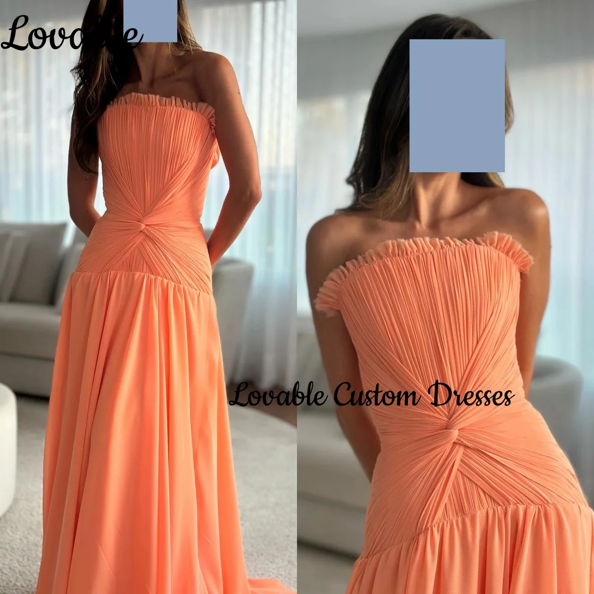 

Prom Dress Customized A-Line Floor-Length Strapless Dubai Luxury Evening Dress Ruffle Zipper Up Wedding Dress Women Sleeveless