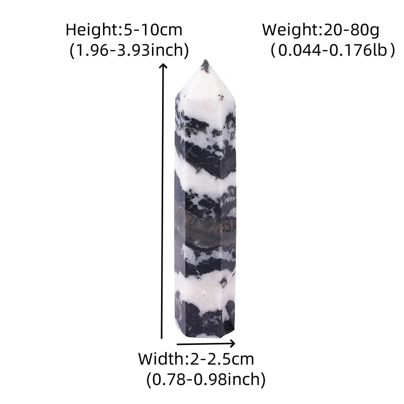 1Pc Natural Zebra Stone Polished Crystal Point Healing Stone Obelisk Quartz Wand Beautiful Ornament for Home Decor Energy Stone