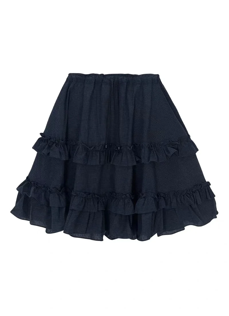 Cute Casual Pure Cotton Layered Skirt with Double Lace Hemline Student Friendly Cake Skirt Standard Fit Spring 2026