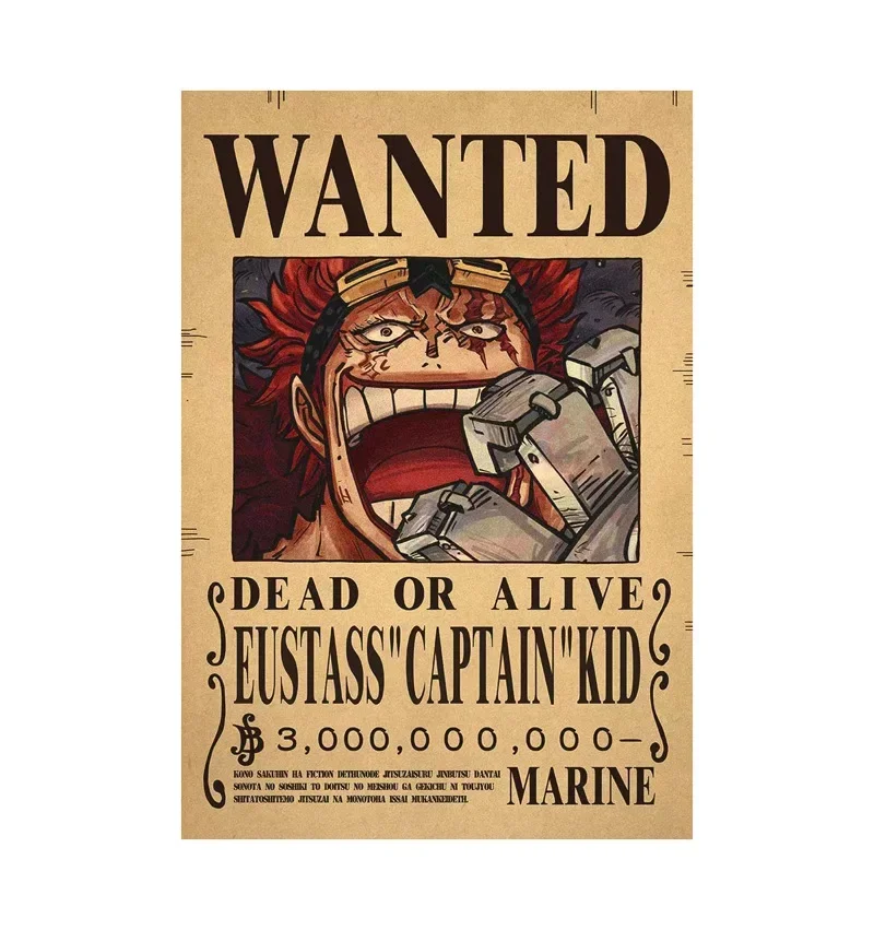 New Bounty One Piece Anime Figure Luffy 5-10pcs Vintage Wanted Warrant Posters Children Room Wall Decoration Paintings Toys Gift