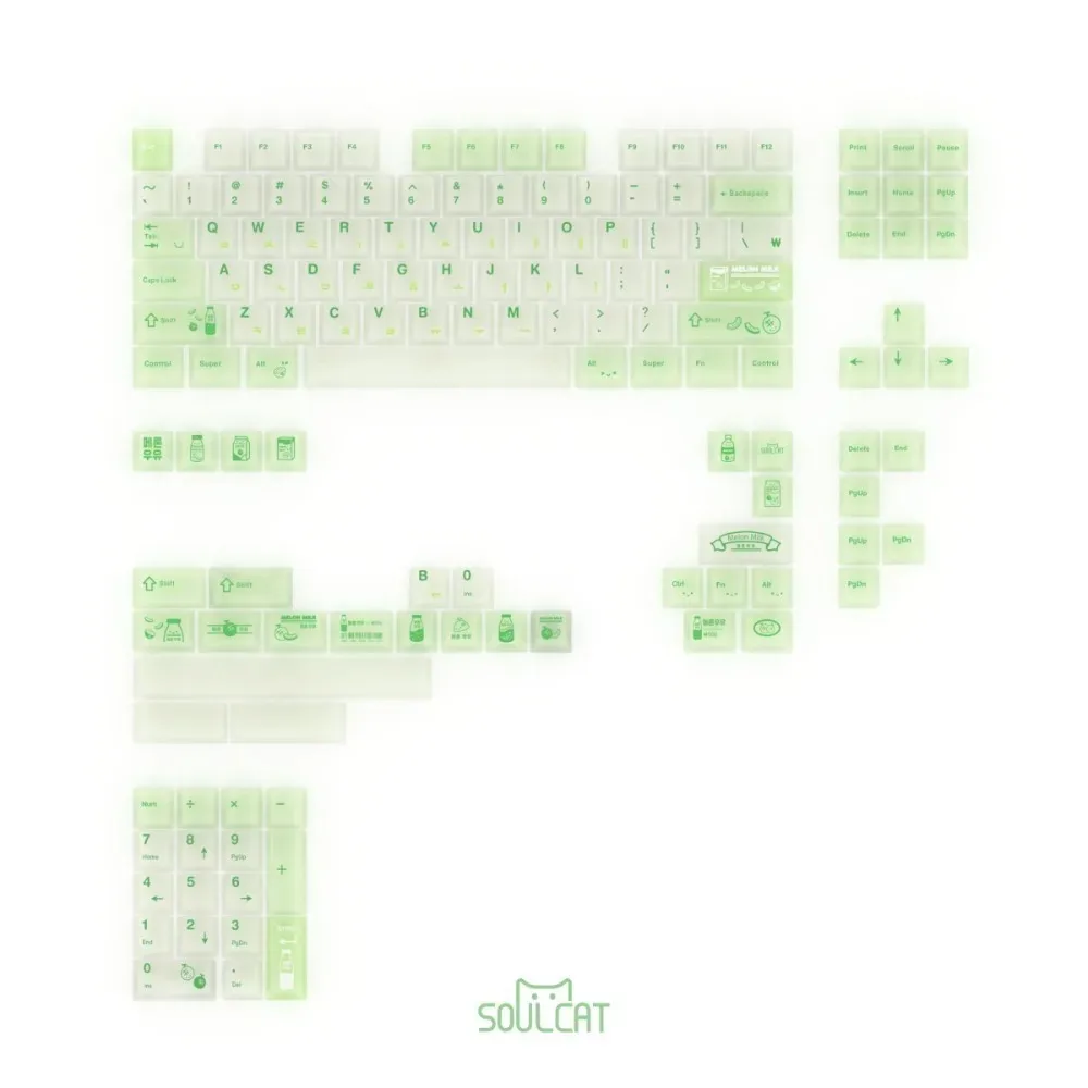 Hami Melon Milk Design Keycaps Cherry Profile Original Factory Height PC Keycaps Glossy Translucent Pc Accessories Gifts