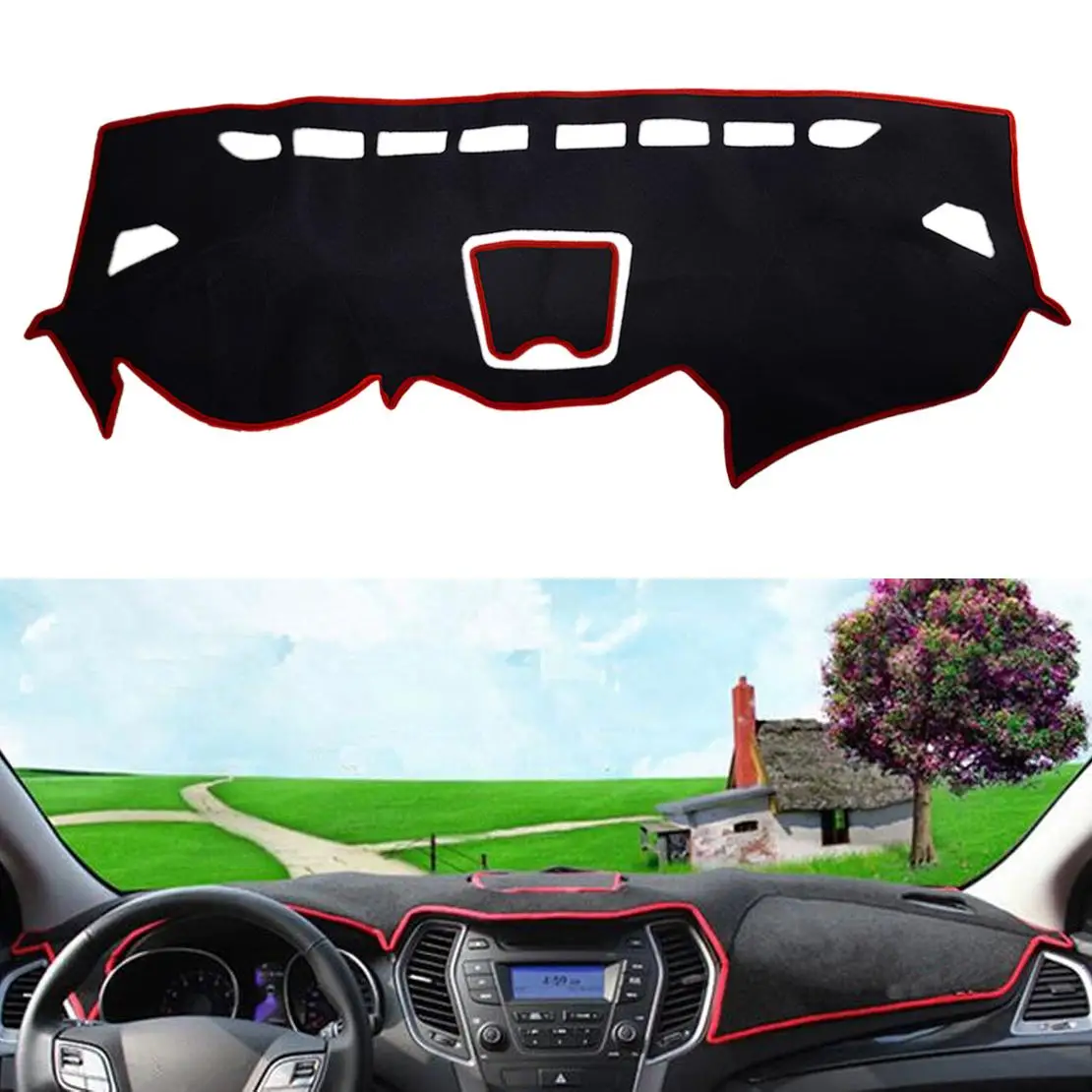 

Dashboard Mat Cover Pad Sun Shade Non-slip Fit for Hyundai Santa Fe Sport 2013-2018 Left Hand Drive Polyester