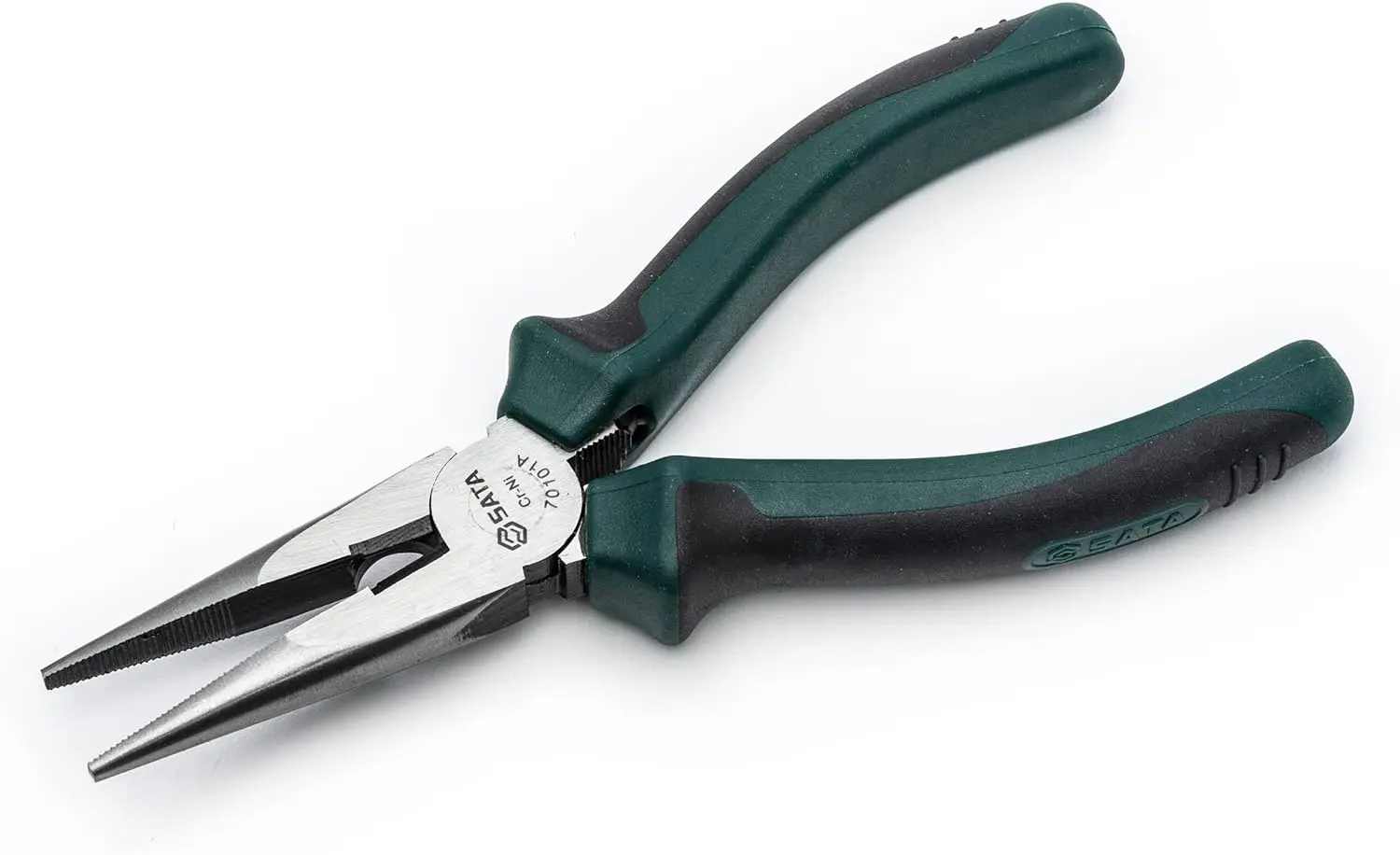 6-Inch Long Needle-Nose Side Cutting Pliers with Nickel-Chrome Steel Body and Green Anti-Slip Handles - ST70101AST