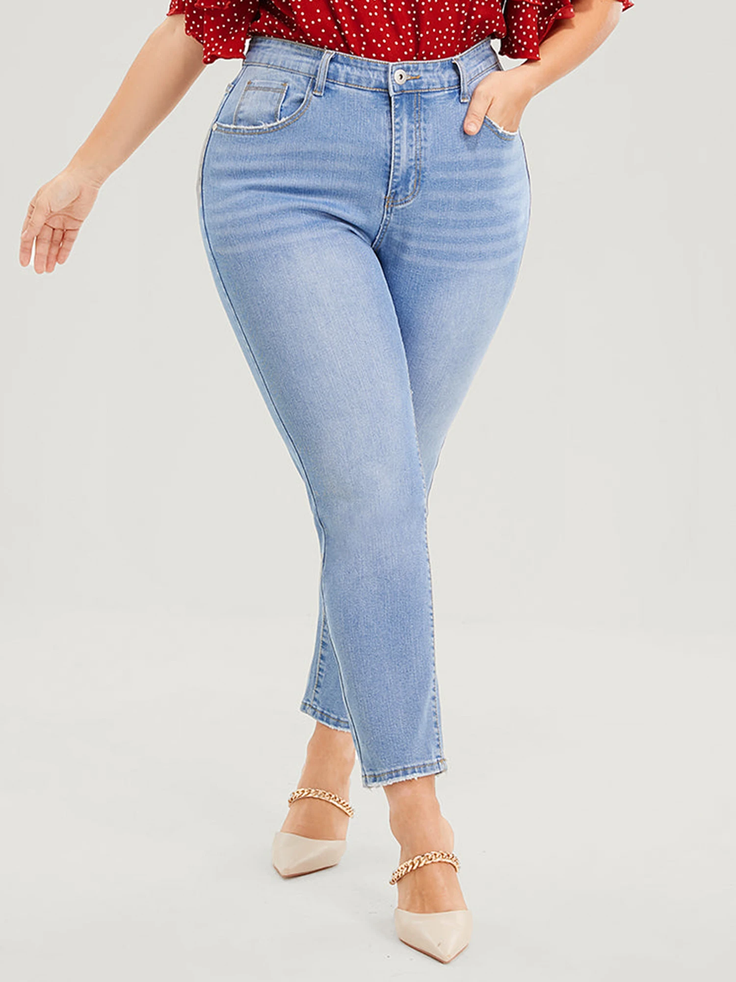 Plus Size Skinny Jeans for Women High Rise Women Jeans Stretchy Pencil Lady Denim Jeans 100 Kgs Mom Jeans Full Length Wash Jeans