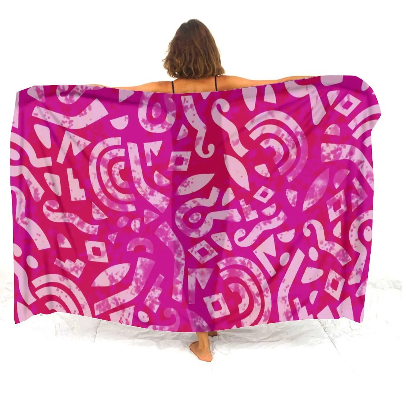 

Fern Pattern Polynesian Shawl Skirt Customizable Women Lightweight Ember Sarong Tropical Jungle Resort