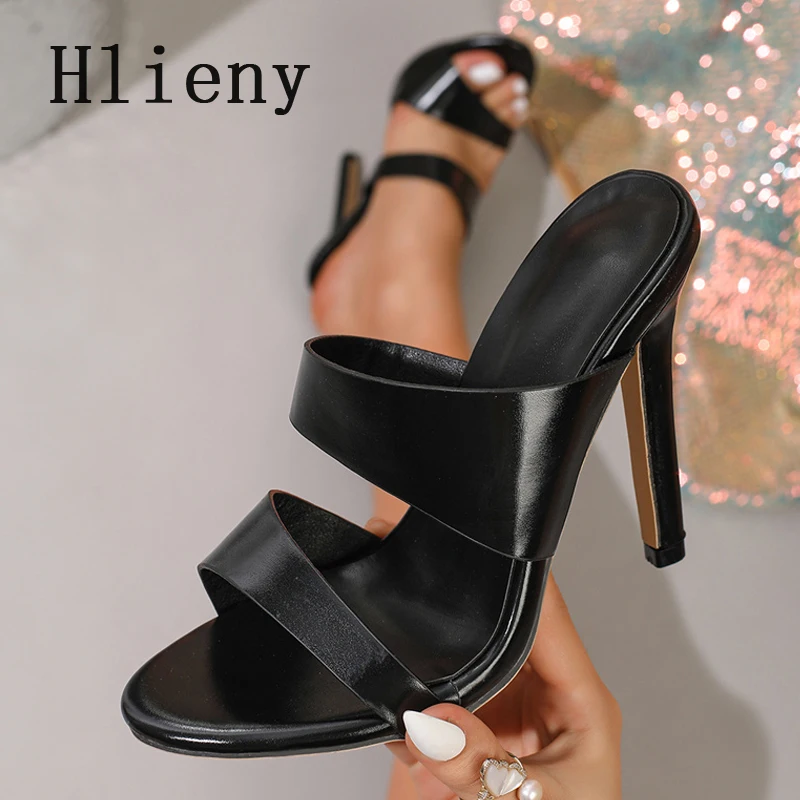 

Hlieny Street Sexy Women's Slippers Summer New Fashion Peep Toe Thin High Heels Party Dress Sandals Wedding Banquet Slides Shoes